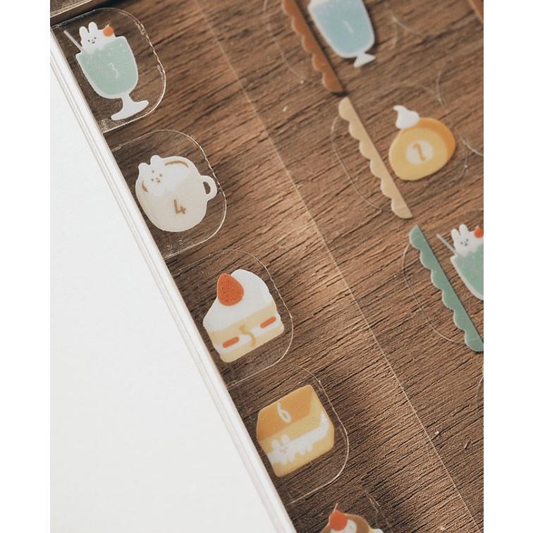 右手超人 喫茶 透明月份索引貼紙【立夏手帳生活工作室】-細節圖2