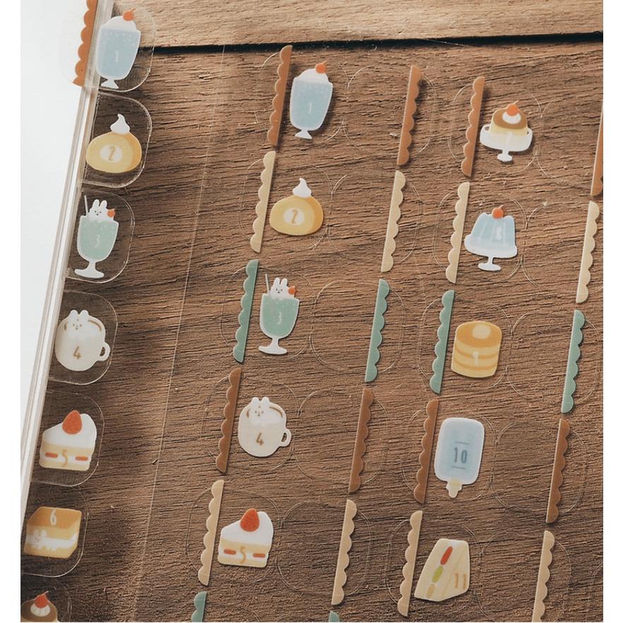 右手超人 喫茶 透明月份索引貼紙【立夏手帳生活工作室】-細節圖3