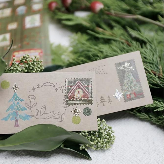 你好工作室 冬日郵便局 割型燙金貼紙兩入組 小狐狸 狐吉【立夏手帳生活】-細節圖3