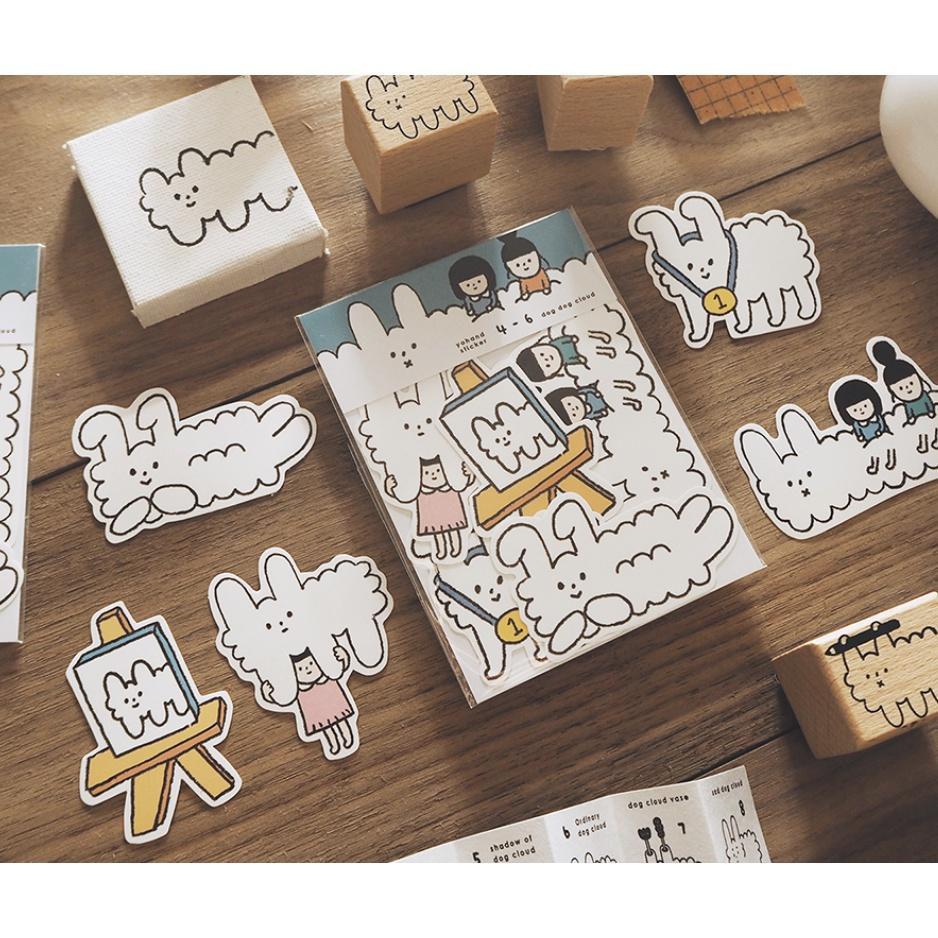 右手超人 中貼紙 4-6 快樂的狗狗雲款 防水貼紙【立夏手帳生活工作室】-細節圖2
