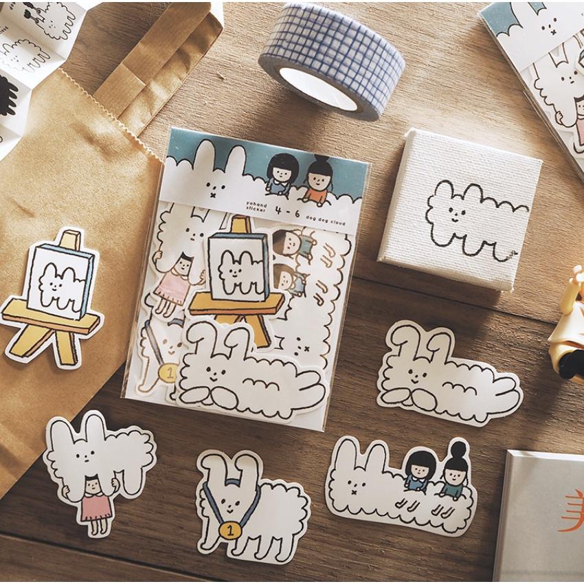 右手超人 中貼紙 4-6 快樂的狗狗雲款 防水貼紙【立夏手帳生活工作室】-細節圖3