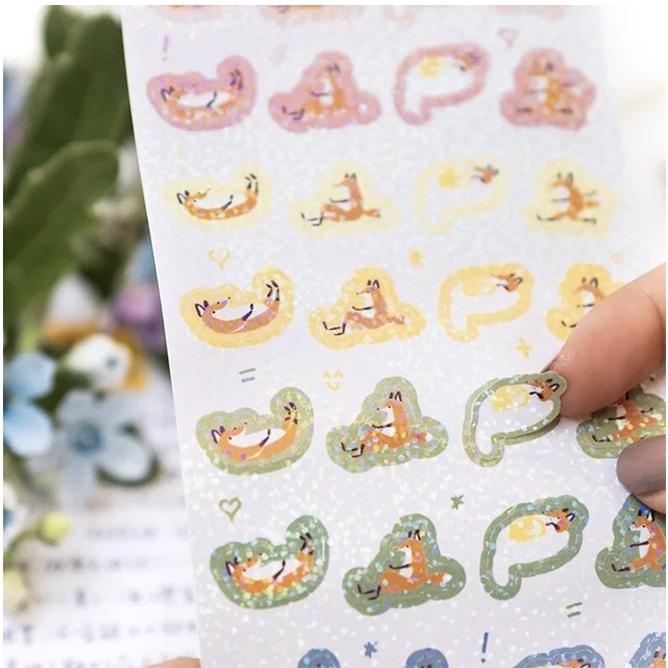 你好工作室 狐吉的色彩日記 割型雷射貼紙 Color Lump 小狐狸 狐吉【立夏手帳生活】-細節圖3