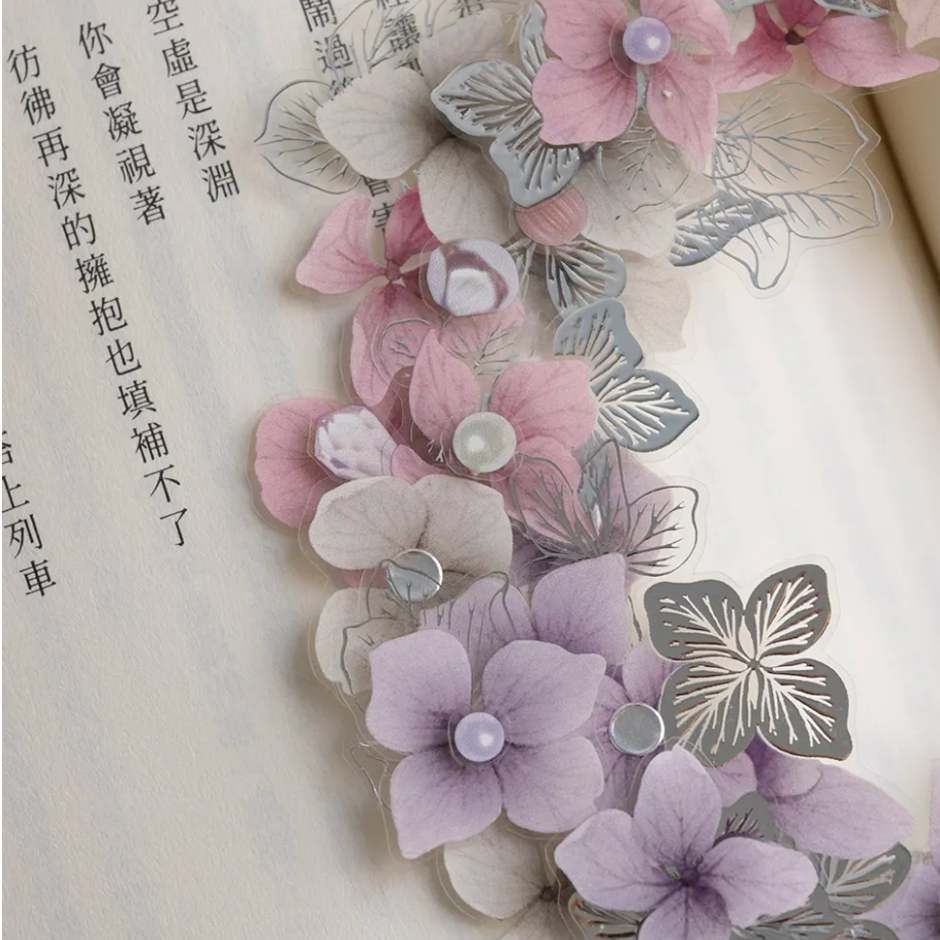 樂意loidesign 片花-繡球花瓣- Hydrangea Petals 5cm亮面燙金PET紙膠帶【立夏手帳生活】-細節圖7