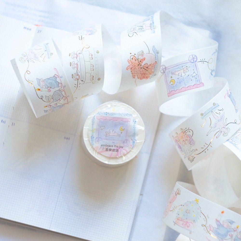 dodolulu 『喜樂處處』 3.5cm霧面PET膠帶/和紙膠帶 女孩膠帶 女孩紙膠帶 【立夏手帳生活】-細節圖2