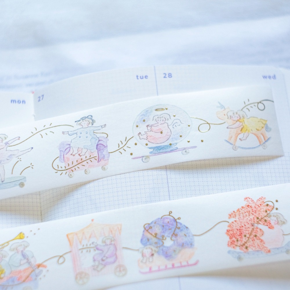 dodolulu 『喜樂處處』 3.5cm霧面PET膠帶/和紙膠帶 女孩膠帶 女孩紙膠帶 【立夏手帳生活】-細節圖5