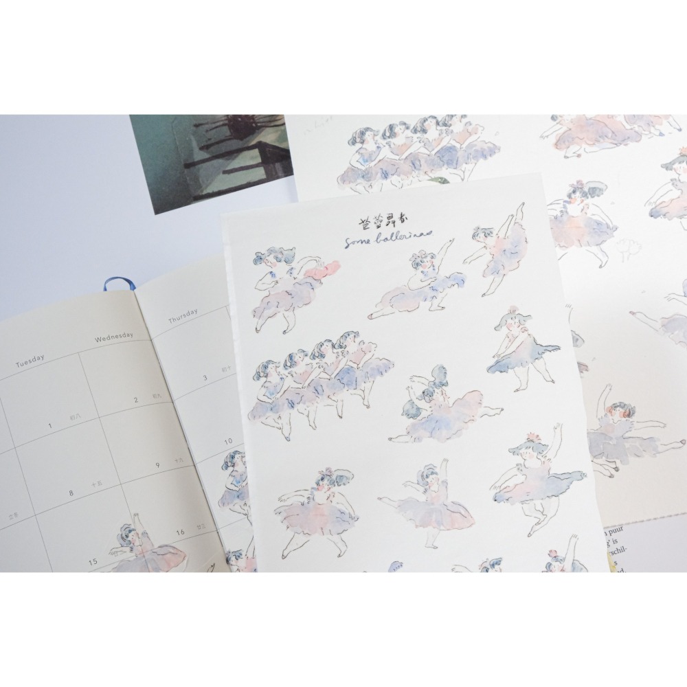 dodolulu 『芭蕾舞者』女孩貼紙 手帳素材 紙貼紙【立夏手帳生活】-細節圖3