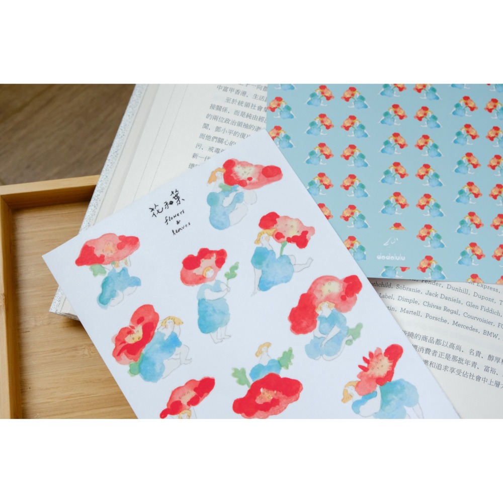 dodolulu 『花和葉』女孩貼紙 手帳素材 紙貼紙【立夏手帳生活】-細節圖2