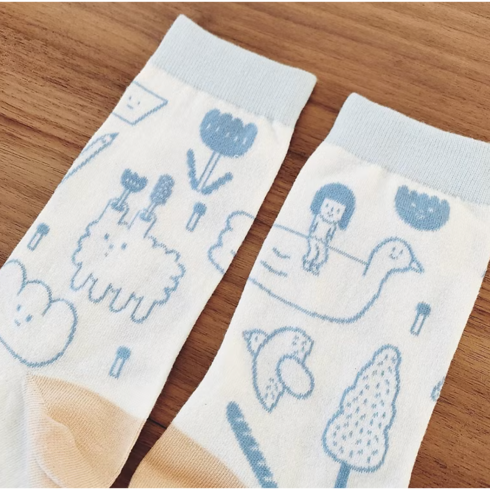 右手超人襪 白日夢系列 『湖泊/清晨/光』 共3款【立夏手帳生活工作室】-細節圖7