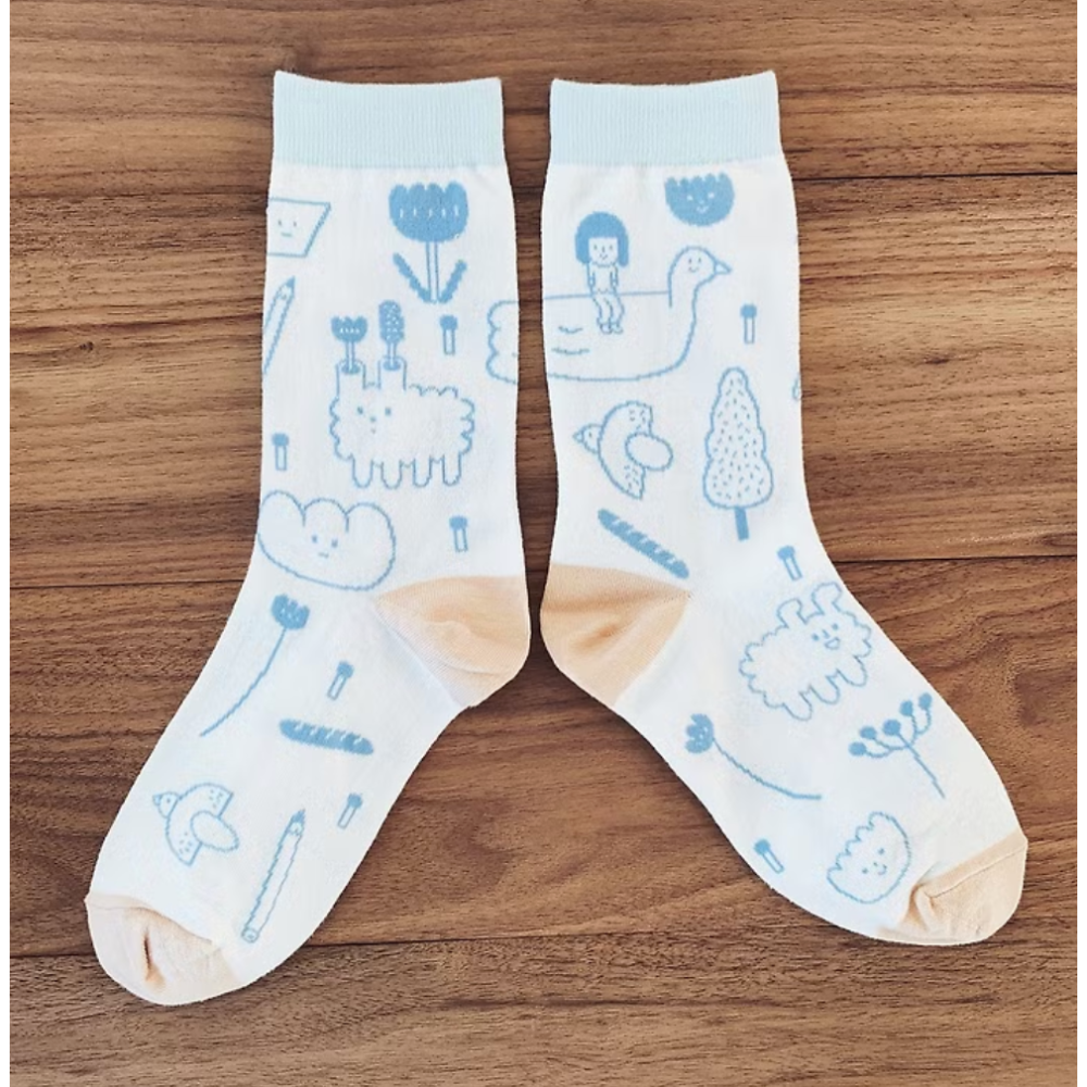 右手超人襪 白日夢系列 『湖泊/清晨/光』 共3款【立夏手帳生活工作室】-細節圖8