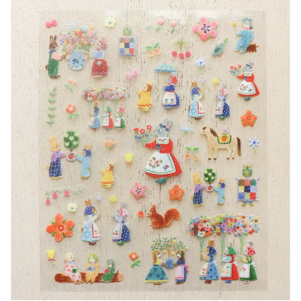 日本表現社 布川愛子 「貓咪與鈕扣款/兔兔花園款」透明PET割型貼紙 共2款 Aiko Fukawa【立夏手帳生活】-細節圖8