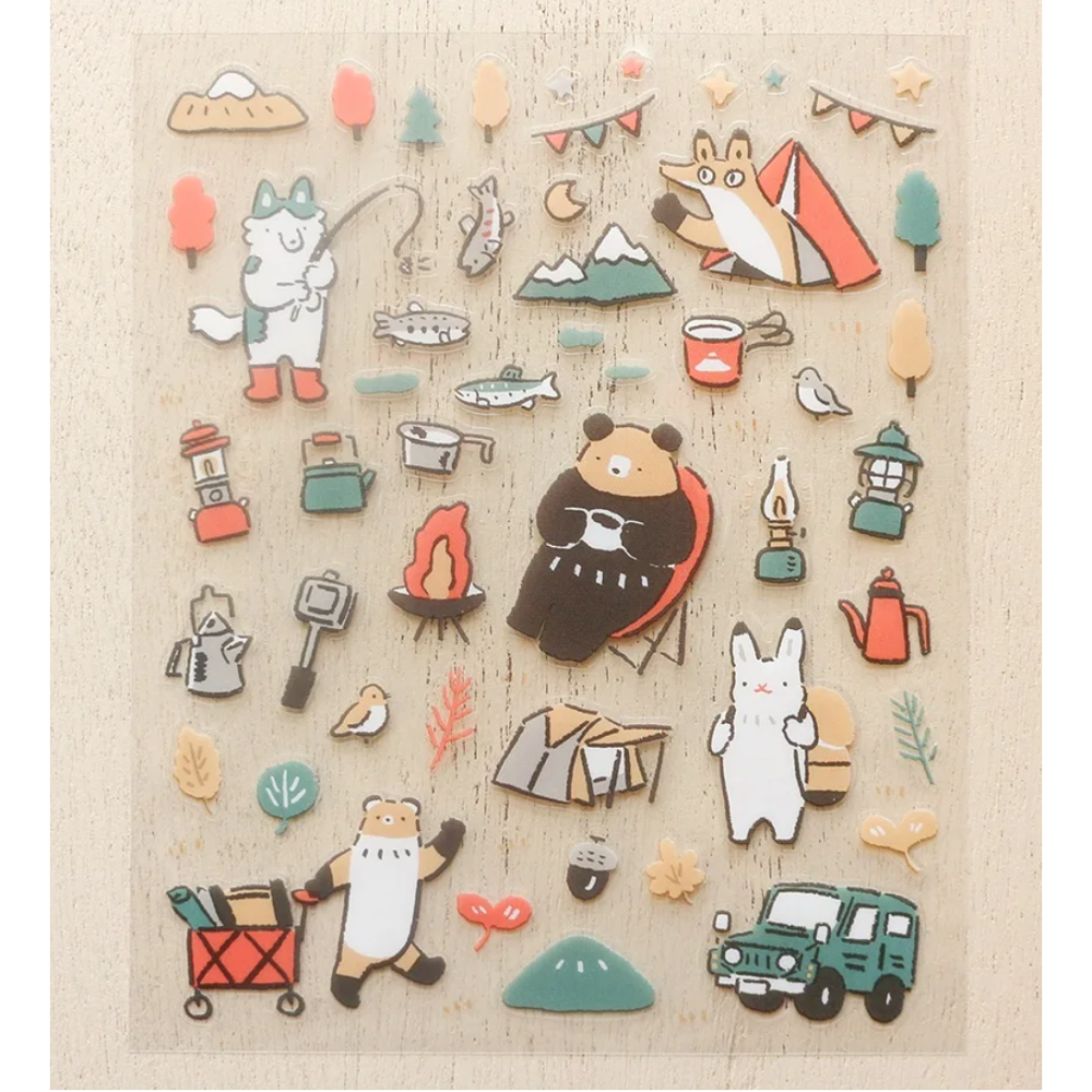 日本表現社 高旗将雄 「開心露營款/祭典紙犬娃娃款」透明PET割型貼紙 共2款【立夏手帳生活】-細節圖3