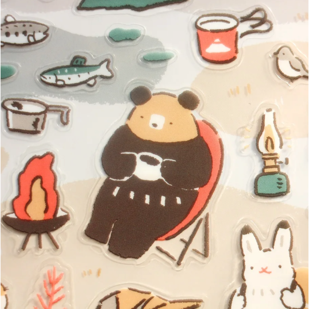 日本表現社 高旗将雄 「開心露營款/祭典紙犬娃娃款」透明PET割型貼紙 共2款【立夏手帳生活】-細節圖4
