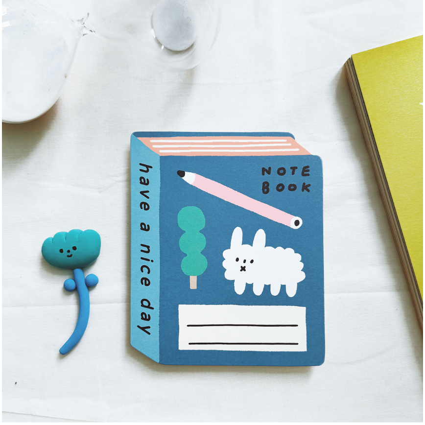 右手超人 大大厚厚割型卡片『筆記本/咖啡/右手超人/可麗餅/笑臉狗狗雲/普通狗狗雲』 共6款 【立夏手帳生活工作室】-細節圖2