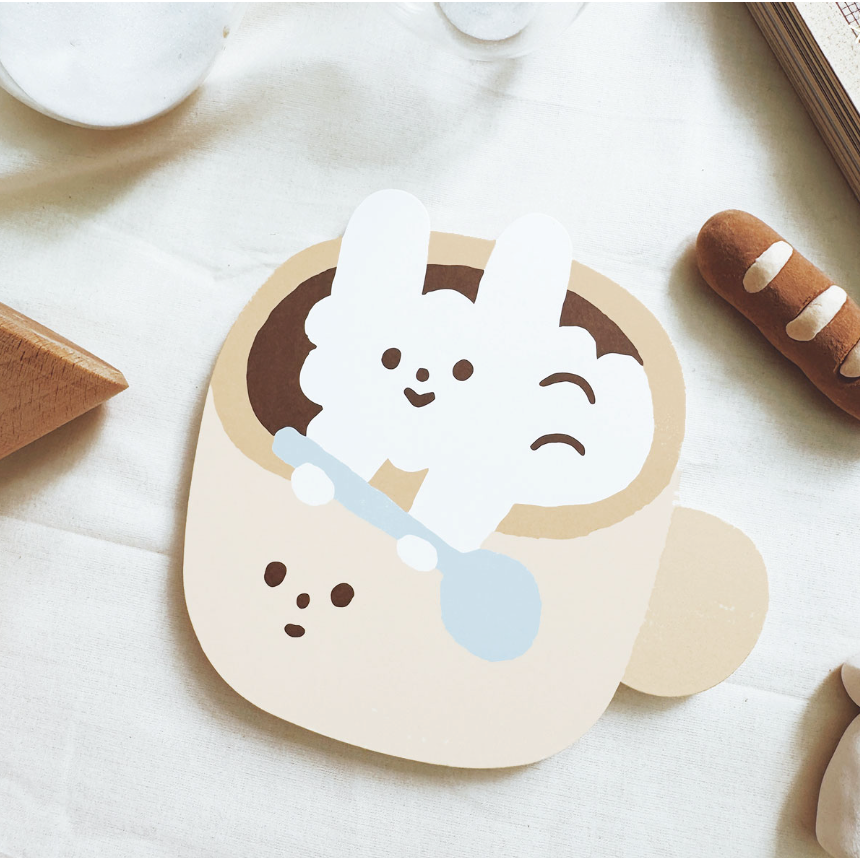 右手超人 大大厚厚割型卡片『筆記本/咖啡/右手超人/可麗餅/笑臉狗狗雲/普通狗狗雲』 共6款 【立夏手帳生活工作室】-細節圖3