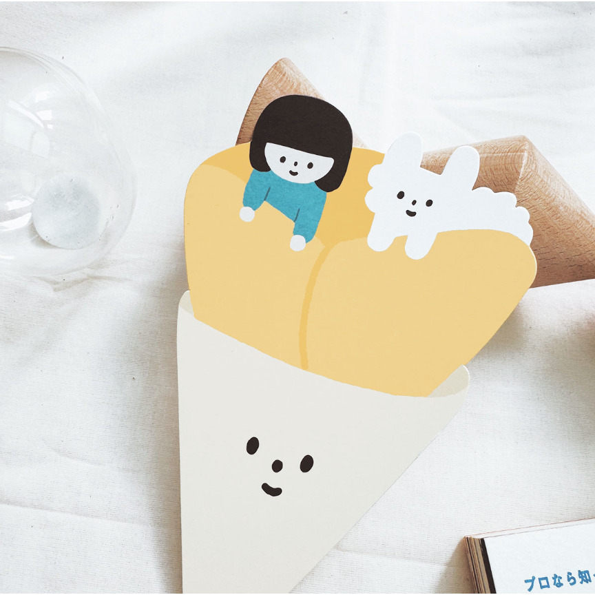 右手超人 大大厚厚割型卡片『筆記本/咖啡/右手超人/可麗餅/笑臉狗狗雲/普通狗狗雲』 共6款 【立夏手帳生活工作室】-細節圖7