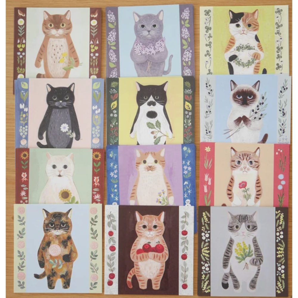 【第一彈】4legs 貓咪雙面便簽組 12種貓咪各8張 4 legs 貓咪 日本製【立夏手帳生活】-細節圖2