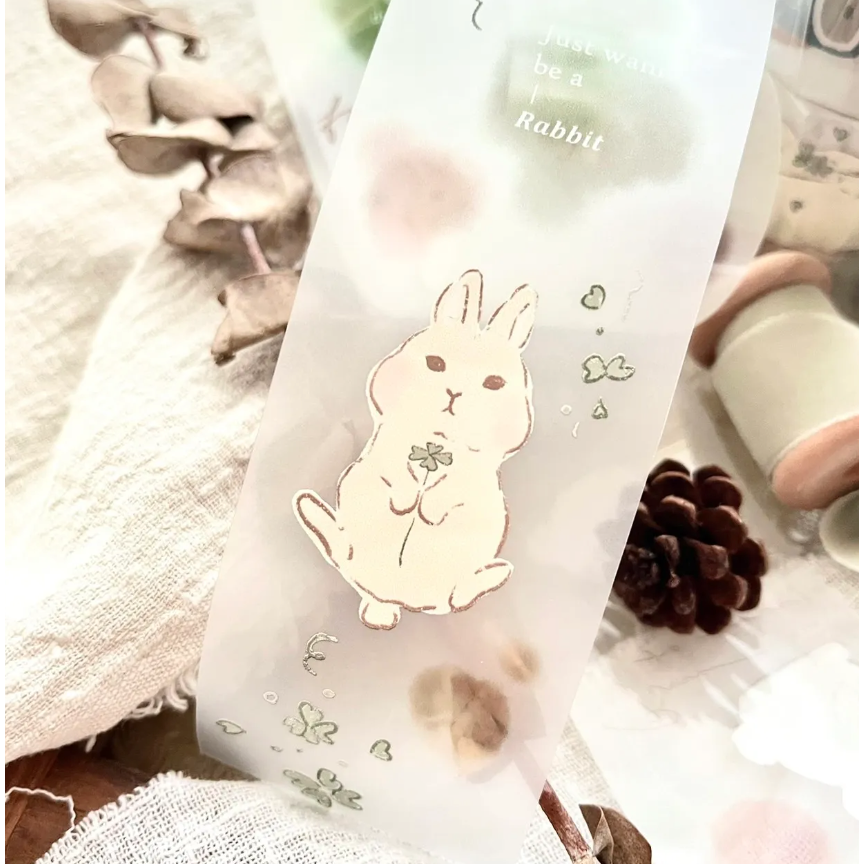 微瘋畫室 Clover Bunny 5cm 霧面PET膠帶【立夏手帳生活】-細節圖3