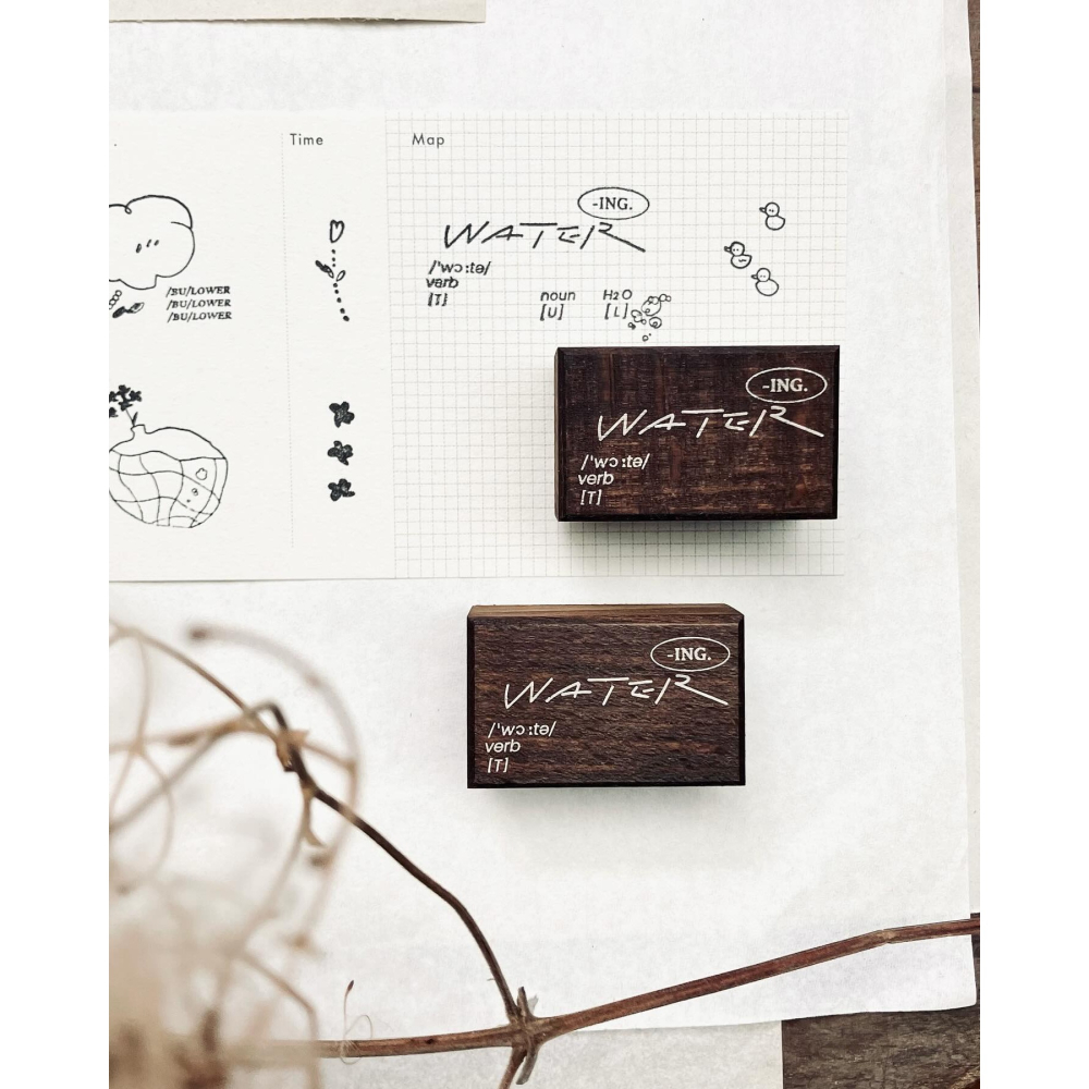 【7款】羊君 Bubble Flowers 水與泡泡 復古櫸木印章【立夏手帳生活】-細節圖2