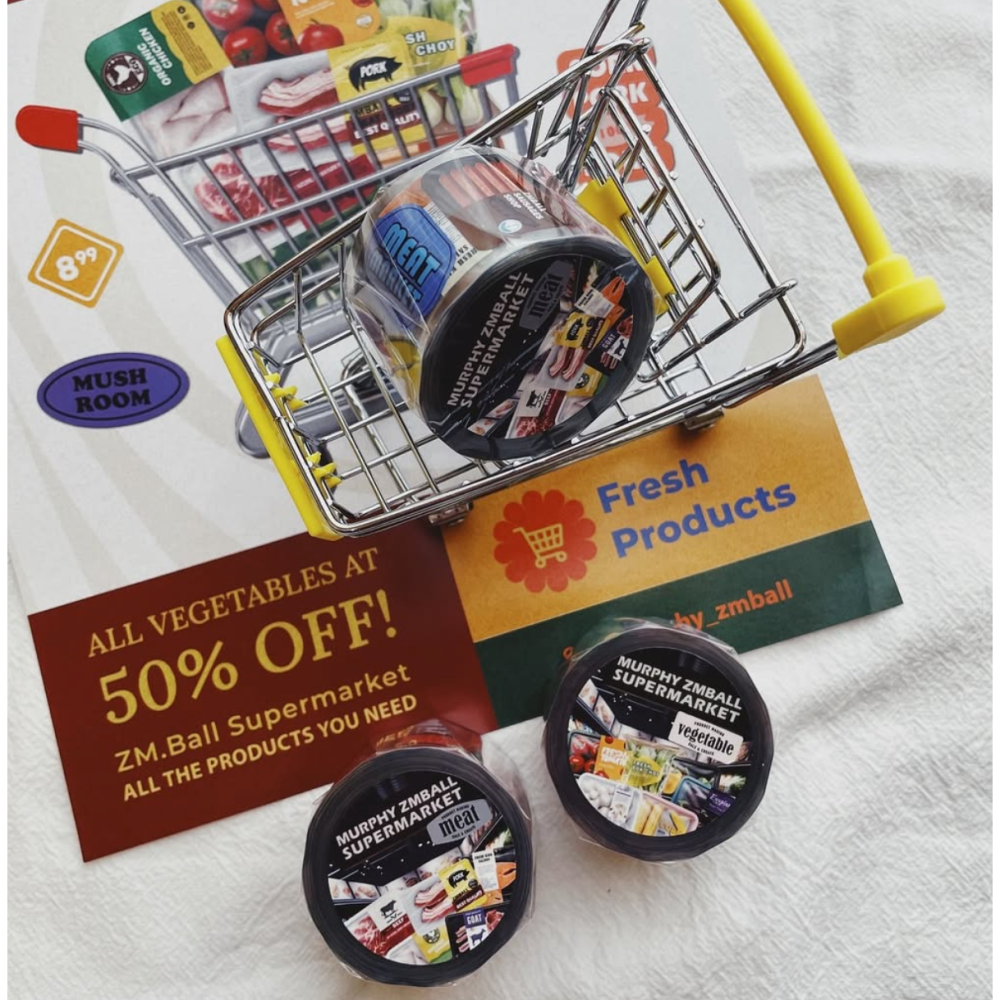 【3款】莫非是芝麻球 生鮮超市「肉品篇/蔬菜篇/水果篇」3.5cm亮面PET紙膠帶【立夏手帳生活】-細節圖2