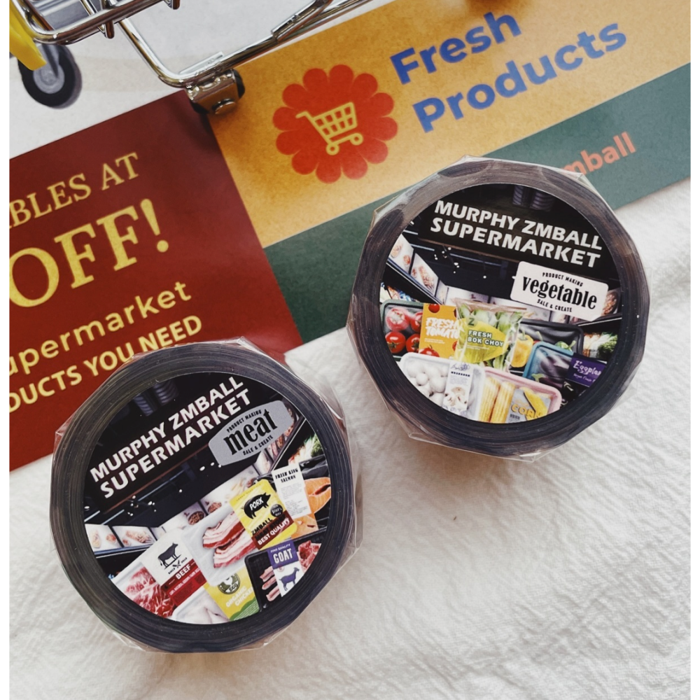 【3款】莫非是芝麻球 生鮮超市「肉品篇/蔬菜篇/水果篇」3.5cm亮面PET紙膠帶【立夏手帳生活】-細節圖3