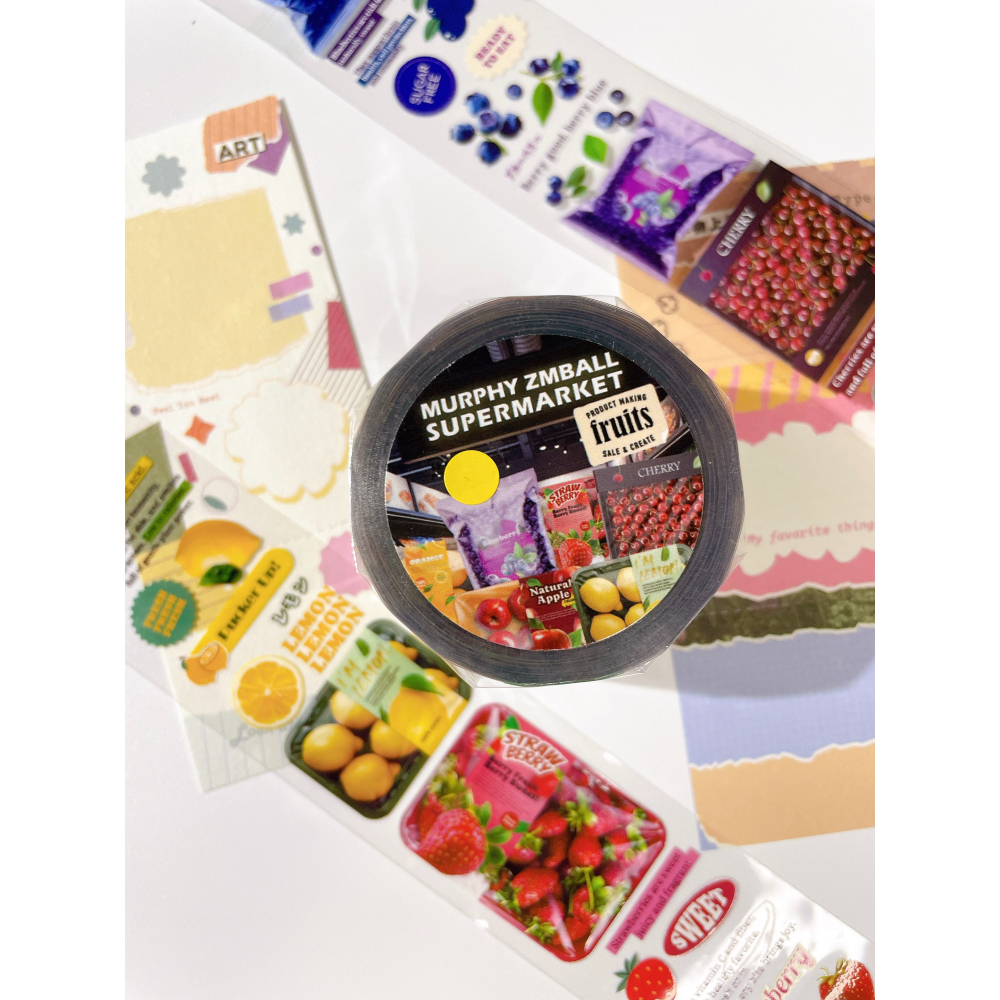 【3款】莫非是芝麻球 生鮮超市「肉品篇/蔬菜篇/水果篇」3.5cm亮面PET紙膠帶【立夏手帳生活】-細節圖6