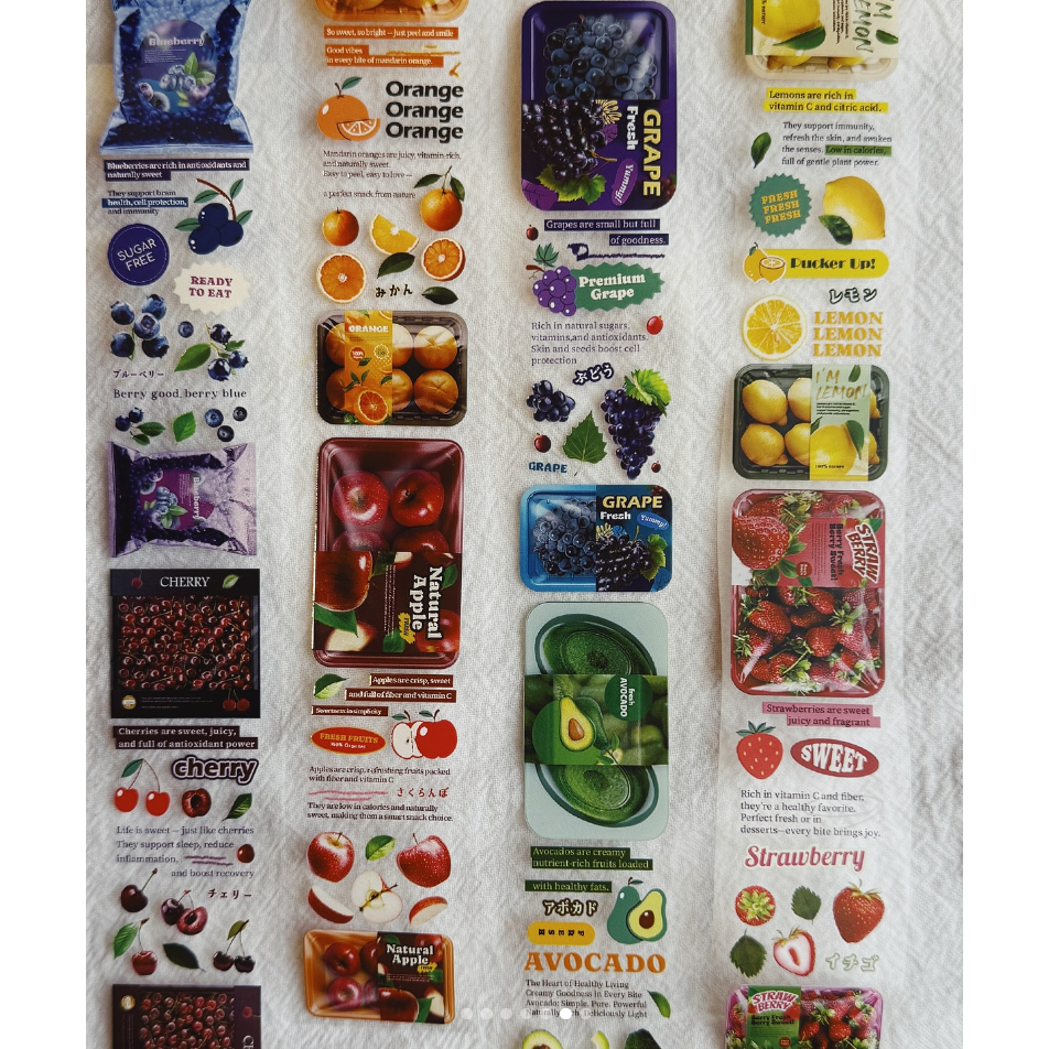 【3款】莫非是芝麻球 生鮮超市「肉品篇/蔬菜篇/水果篇」3.5cm亮面PET紙膠帶【立夏手帳生活】-細節圖8