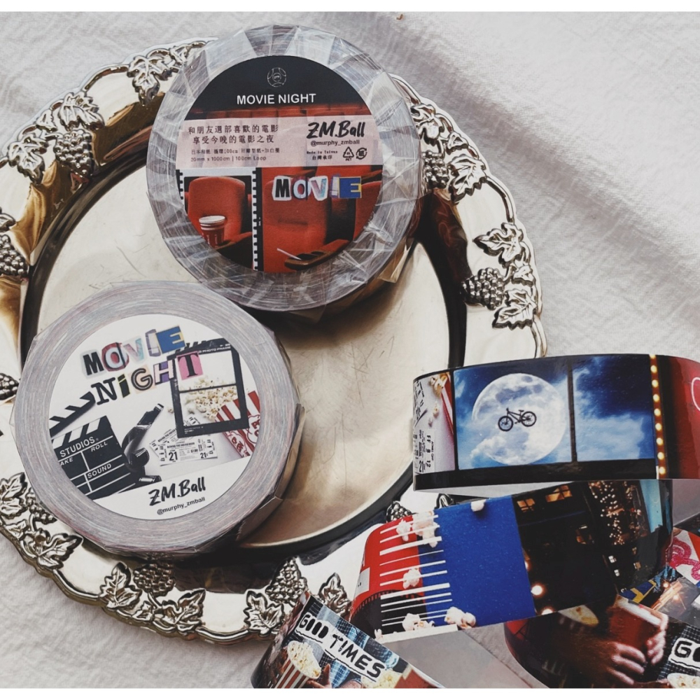 莫非是芝麻球「留戀花叢/Movie Night」2cm和紙膠帶【立夏手帳生活】-細節圖5