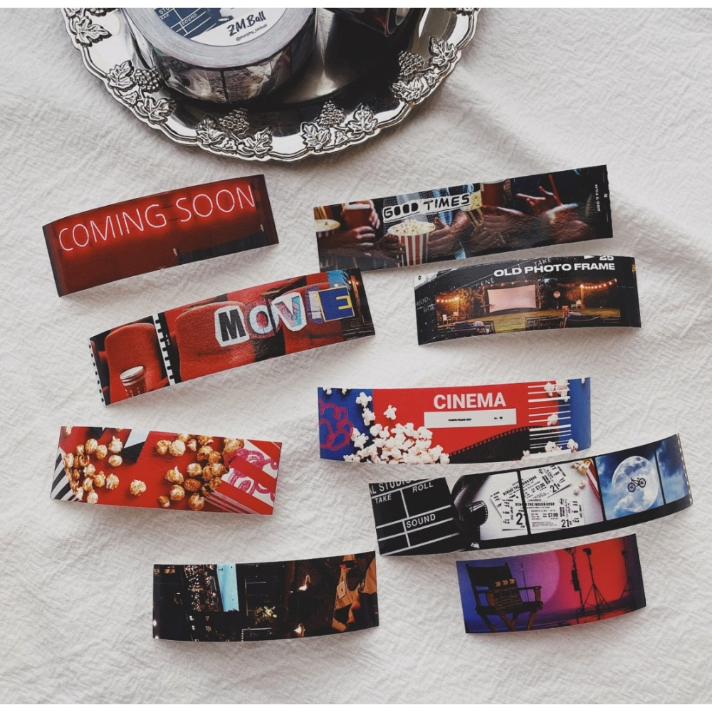 莫非是芝麻球「留戀花叢/Movie Night」2cm和紙膠帶【立夏手帳生活】-細節圖7