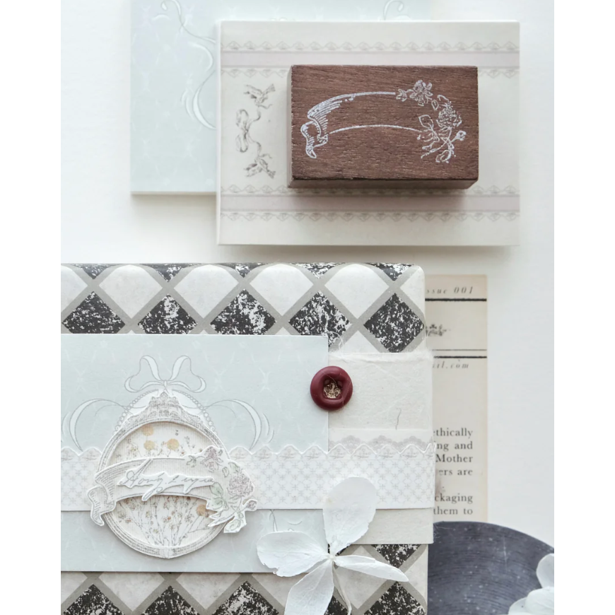 Jieyanow Atelier「鮮花與緞帶布條/好日子英文印章」合作款印章【立夏手帳生活】-細節圖3