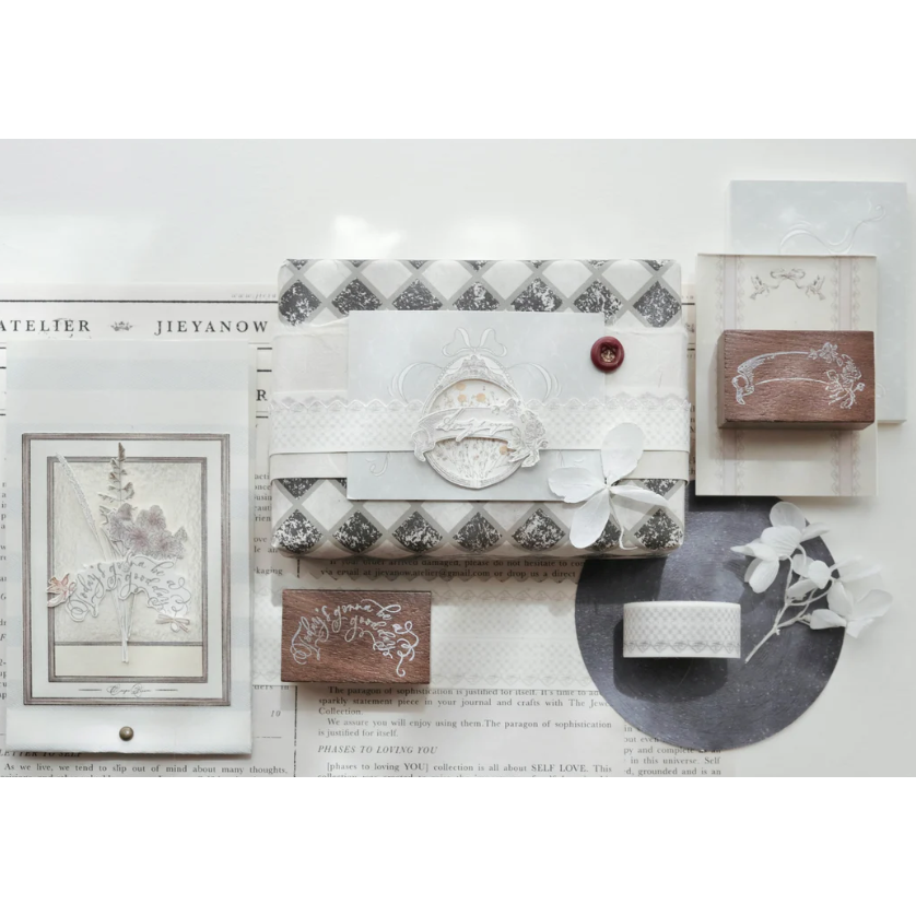 Jieyanow Atelier「鮮花與緞帶布條/好日子英文印章」合作款印章【立夏手帳生活】-細節圖4