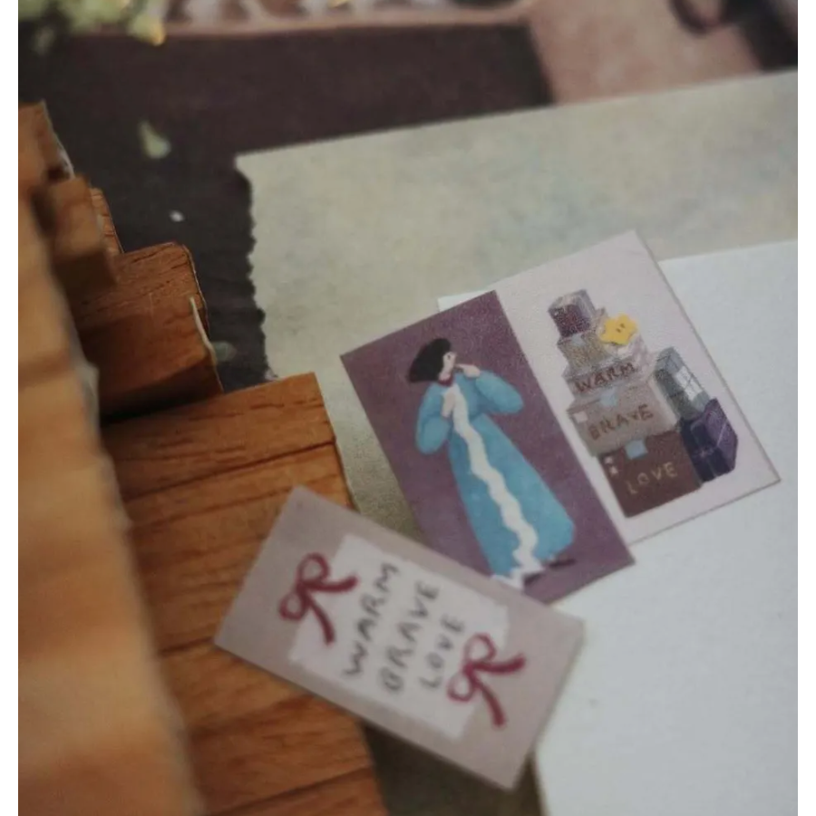 山泥泥yamadoro Warm,Brave,Love 標籤貼紙卷【立夏手帳生活】-細節圖3