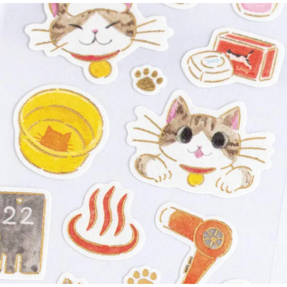 【新4款】NB社 和風貼紙 放鬆貓咪系列 和紙 金箔加工 日本製【立夏手帳生活】-細節圖4