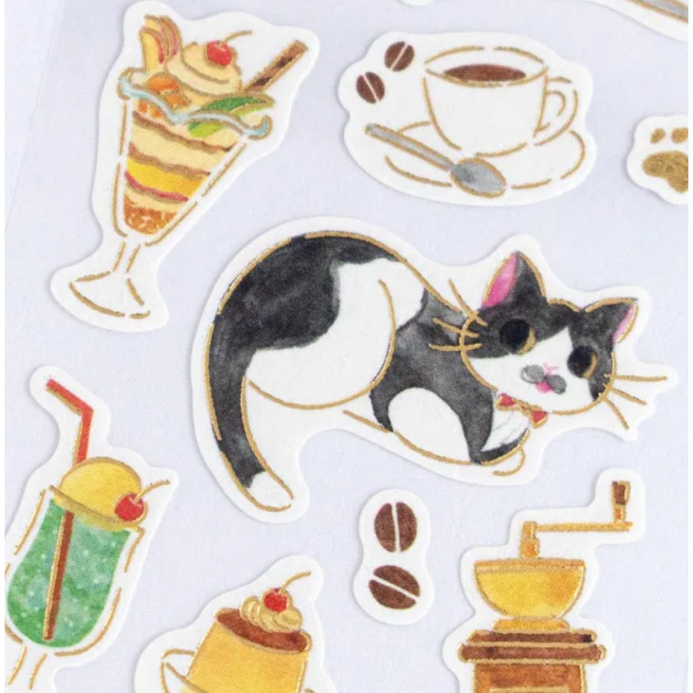 【新4款】NB社 和風貼紙 放鬆貓咪系列 和紙 金箔加工 日本製【立夏手帳生活】-細節圖6
