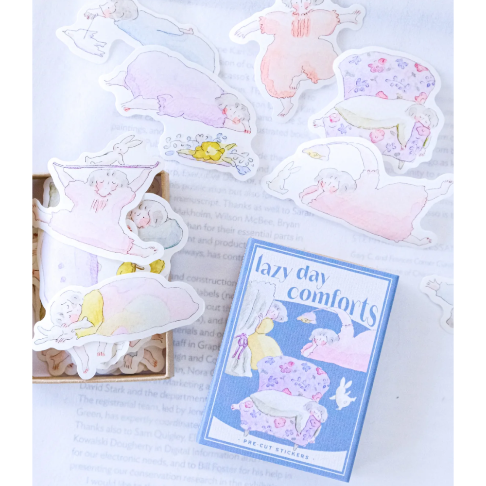 dodolulu 火柴盒手帳貼紙09「慵懶的一天」女孩貼紙 手帳素材 紙貼紙【立夏手帳生活】-細節圖3