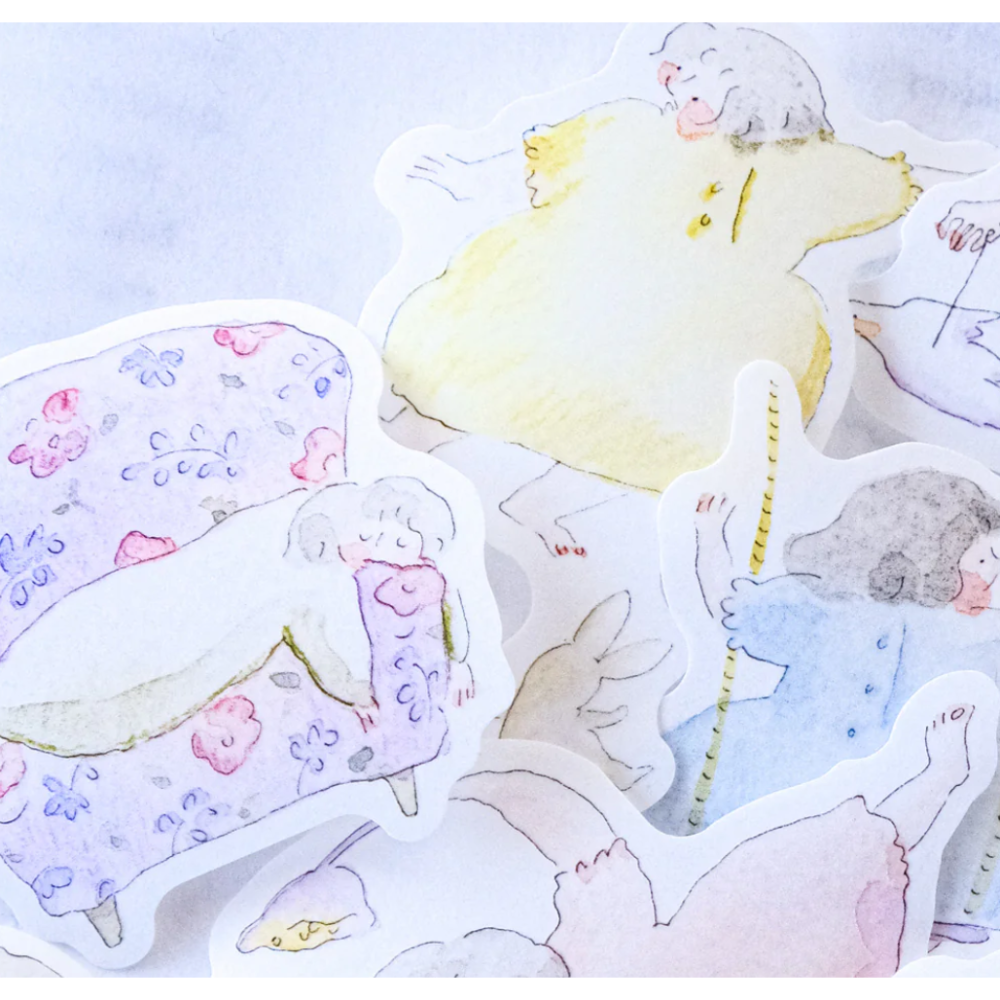 dodolulu 火柴盒手帳貼紙09「慵懶的一天」女孩貼紙 手帳素材 紙貼紙【立夏手帳生活】-細節圖5