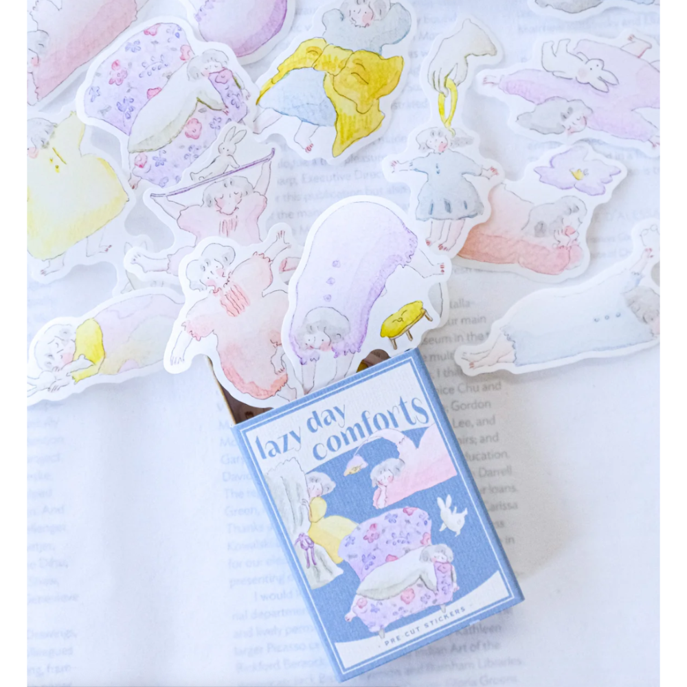 dodolulu 火柴盒手帳貼紙09「慵懶的一天」女孩貼紙 手帳素材 紙貼紙【立夏手帳生活】-細節圖6