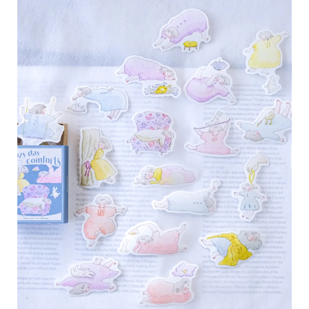 dodolulu 火柴盒手帳貼紙09「慵懶的一天」女孩貼紙 手帳素材 紙貼紙【立夏手帳生活】-細節圖7