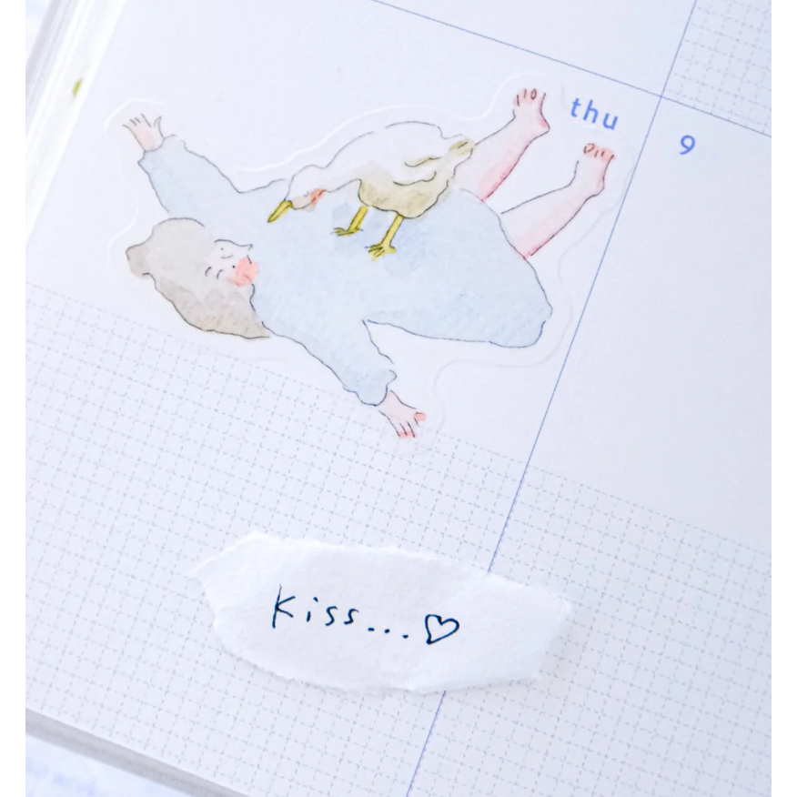 dodolulu 火柴盒手帳貼紙09「慵懶的一天」女孩貼紙 手帳素材 紙貼紙【立夏手帳生活】-細節圖9