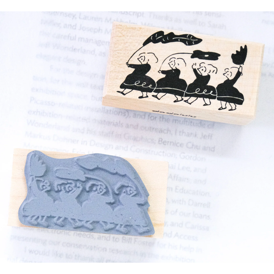 dodolulu 慶典 手帳印章 櫸木印章 可愛女孩橡皮章 手帳素材 【立夏手帳生活】-細節圖2