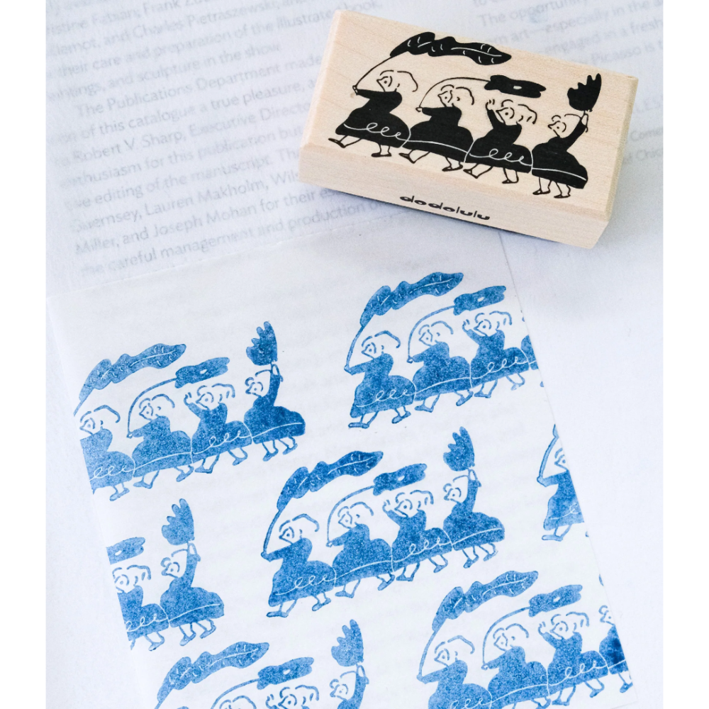 dodolulu 慶典 手帳印章 櫸木印章 可愛女孩橡皮章 手帳素材 【立夏手帳生活】-細節圖4