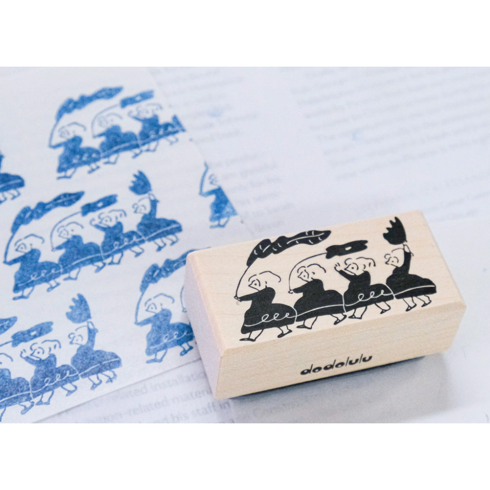 dodolulu 慶典 手帳印章 櫸木印章 可愛女孩橡皮章 手帳素材 【立夏手帳生活】-細節圖6