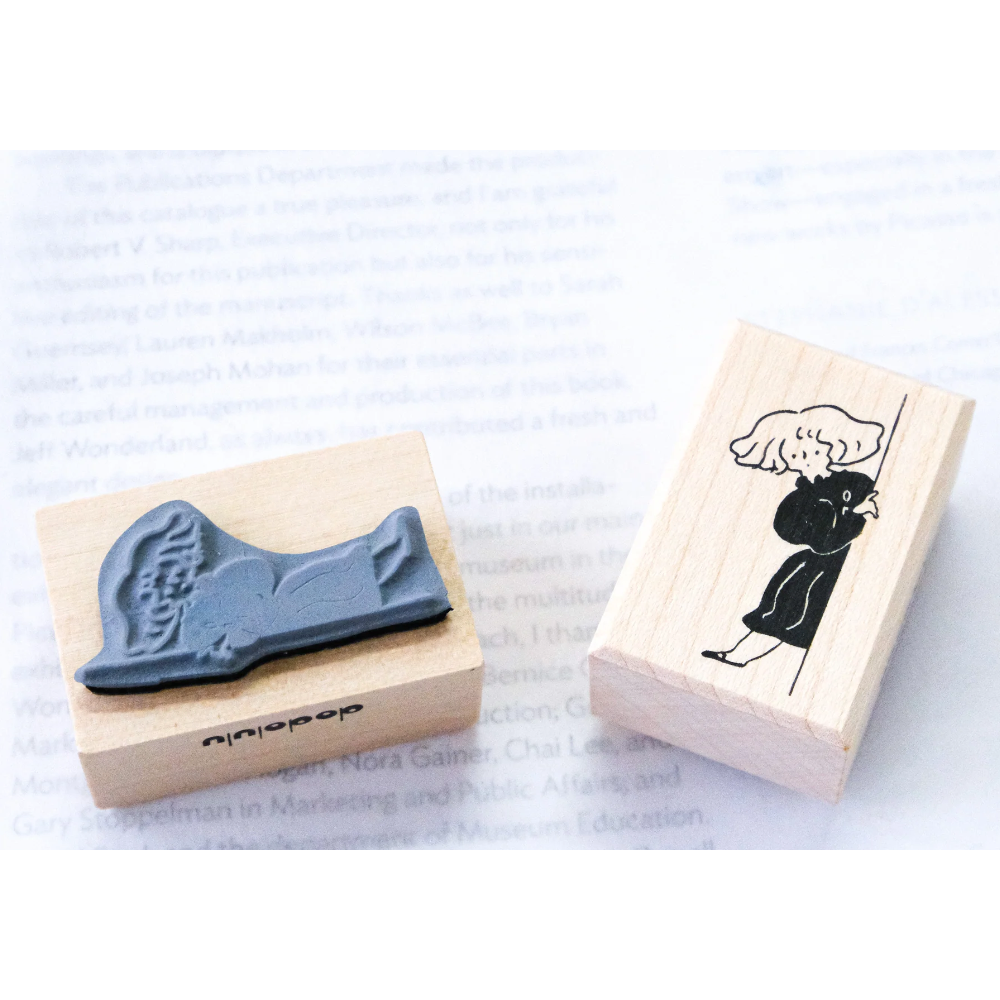 dodolulu 凝望 手帳印章 櫸木印章 可愛女孩橡皮章 手帳素材 【立夏手帳生活】-細節圖2