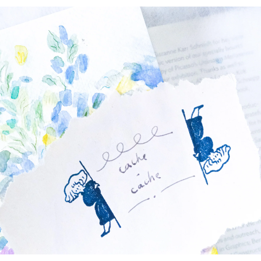 dodolulu 凝望 手帳印章 櫸木印章 可愛女孩橡皮章 手帳素材 【立夏手帳生活】-細節圖3