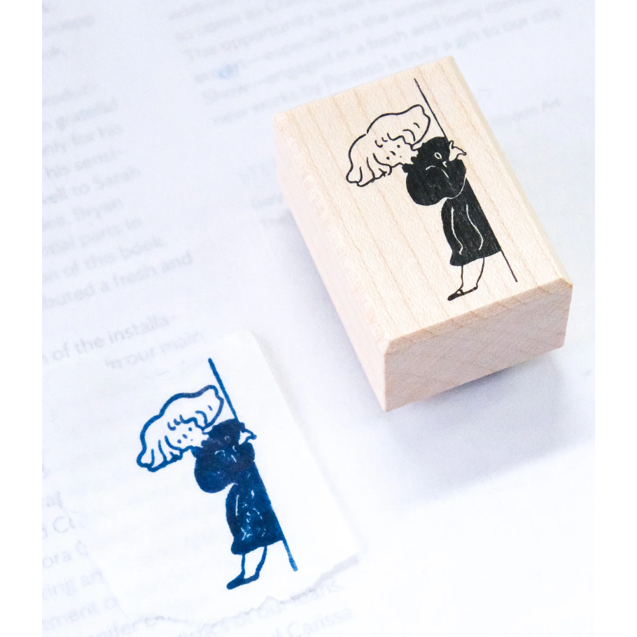 dodolulu 凝望 手帳印章 櫸木印章 可愛女孩橡皮章 手帳素材 【立夏手帳生活】-細節圖4