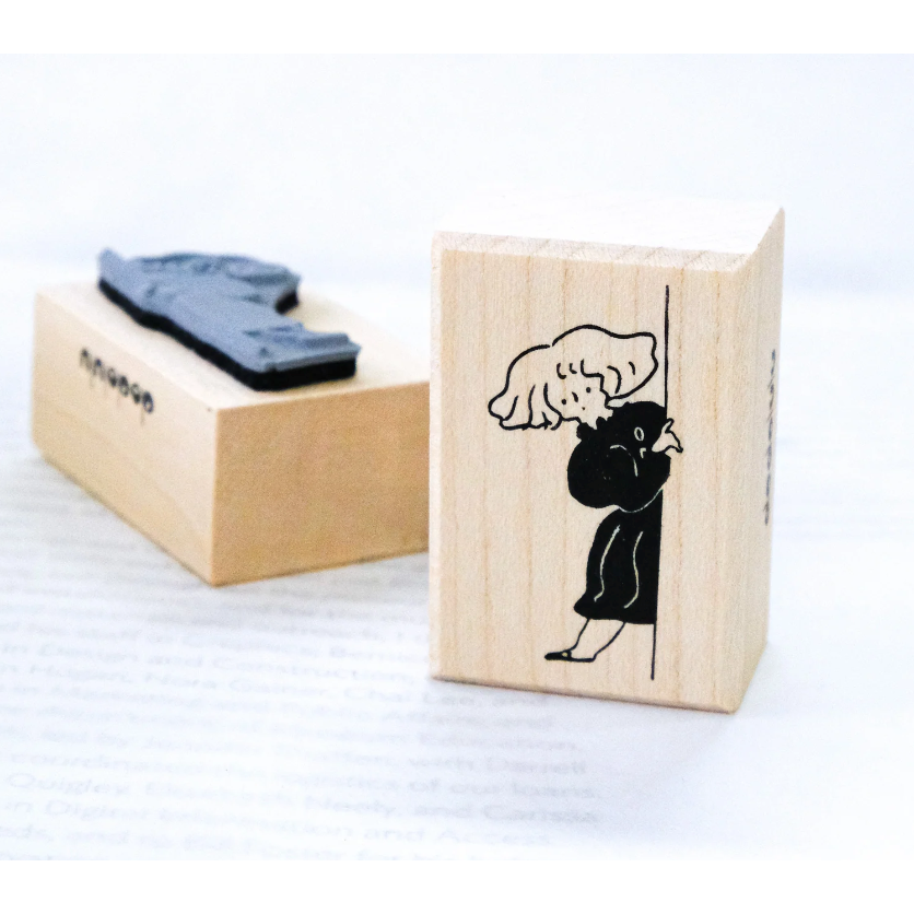 dodolulu 凝望 手帳印章 櫸木印章 可愛女孩橡皮章 手帳素材 【立夏手帳生活】-細節圖5