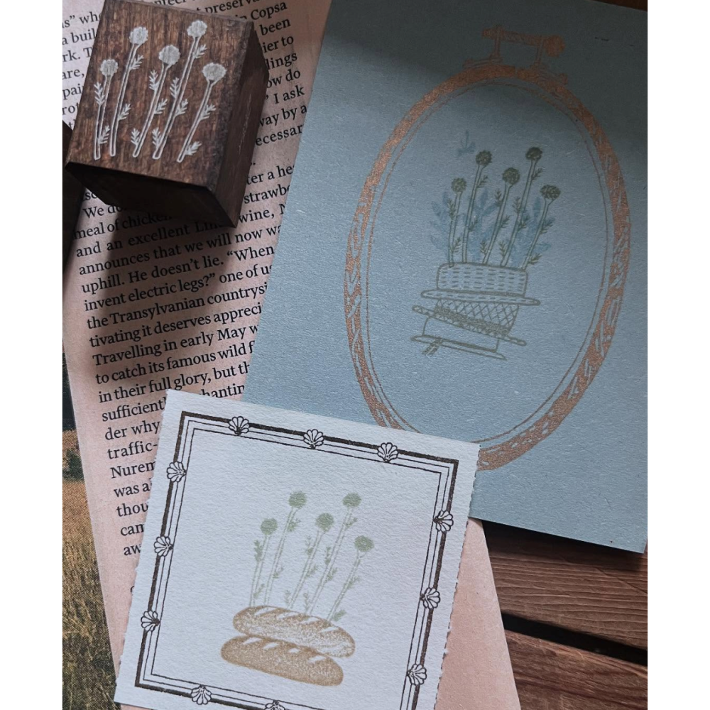 【2種組合】森酪梨Avocado mori「貓咪麵包/草帽野花」深木印章組【立夏手帳生活】-細節圖4