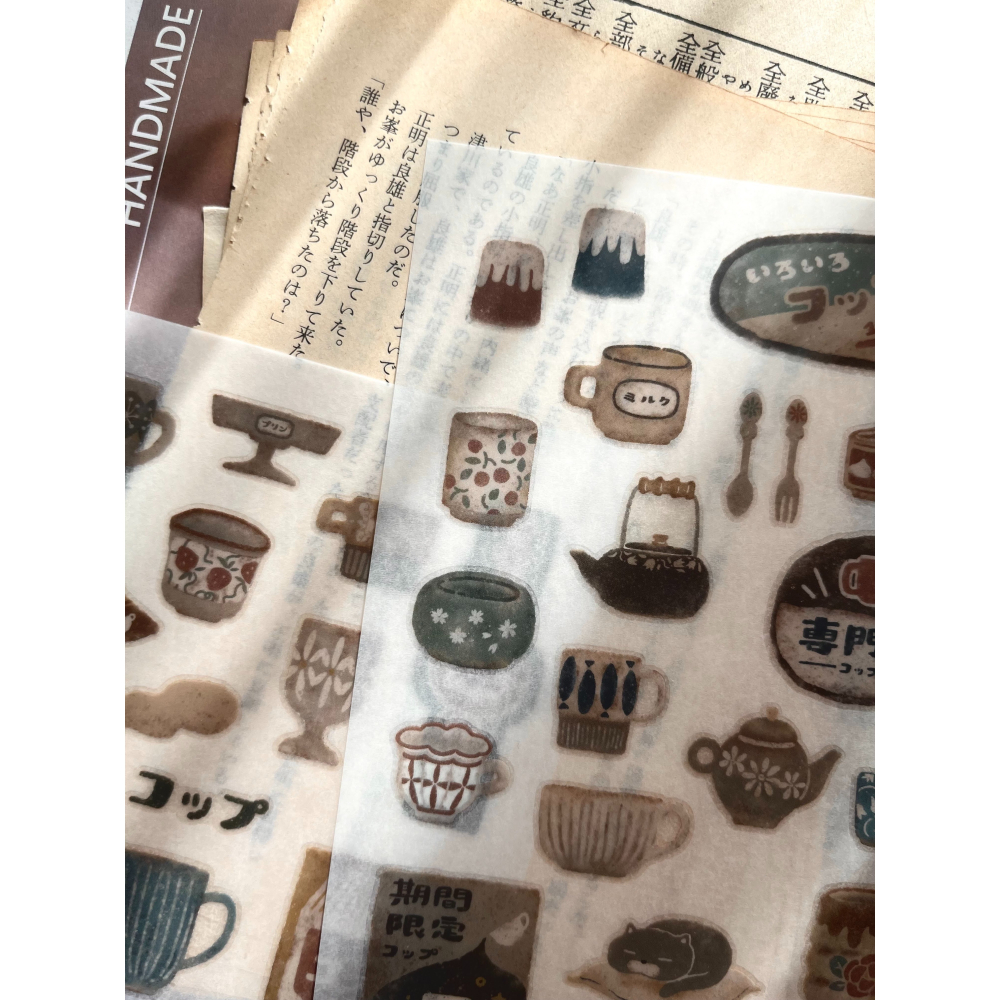 【2款】微瘋畫室「お食器屋さん-杯子/盤子」轉印貼紙【立夏手帳生活】-細節圖3