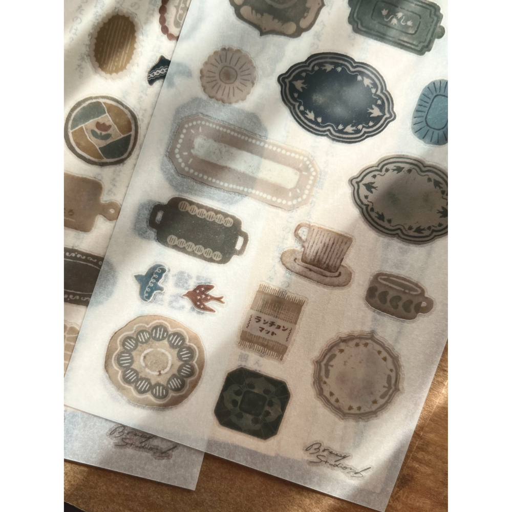 【2款】微瘋畫室「お食器屋さん-杯子/盤子」轉印貼紙【立夏手帳生活】-細節圖4