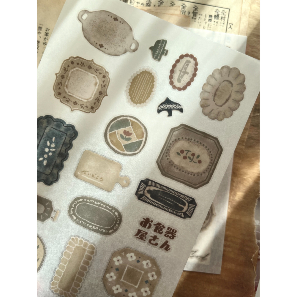 【2款】微瘋畫室「お食器屋さん-杯子/盤子」轉印貼紙【立夏手帳生活】-細節圖5