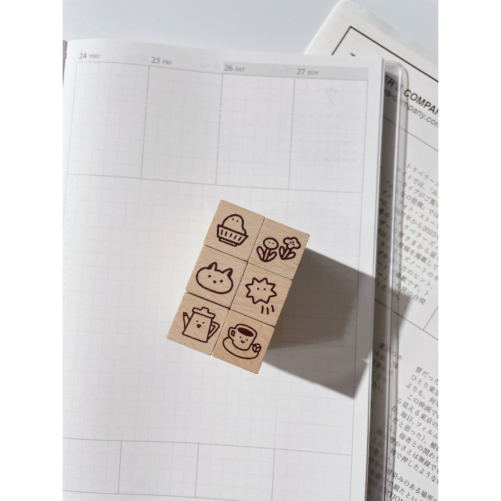 【新6款】繭花cocoon poppy 手帳用迷你櫸木印章【立夏手帳生活】-細節圖2